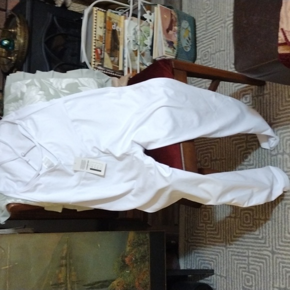 Cool run white vertical/ horizontal stretch jumpsuit sxL.  BRand new. - Picture 3 of 8